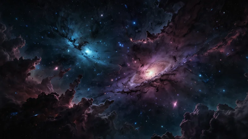 Схематичное изображение информационной флоры как многомерной структуры, взаимодействующей с гравитацией в космосе