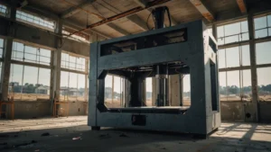 3D-принтер печатает стены жилого дома слоями бетона на стройплощадке