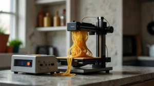 Процесс 3D-печати пасты из пищевого теста на кухонном принтере