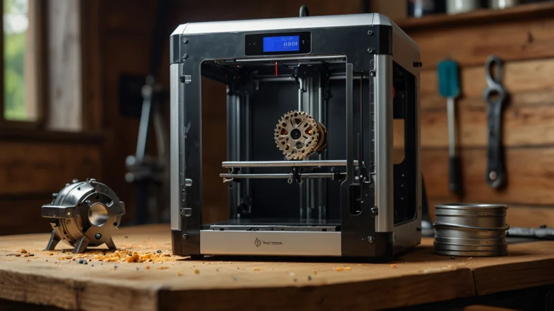 Сравнение 3D-принтера и молотка на столе для ремонта деталей