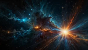 Conceptual illustration of the early universe with a brief burst of dark energy affecting cosmic expansion
