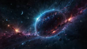 Космическая симуляция рождения пузырьковых вселенных на фоне реликтового излучения и гравитационных волн