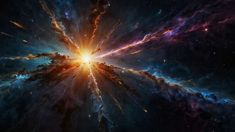 Conceptual illustration of the universe expansion discrepancy between early and late universe measurements, showing a…