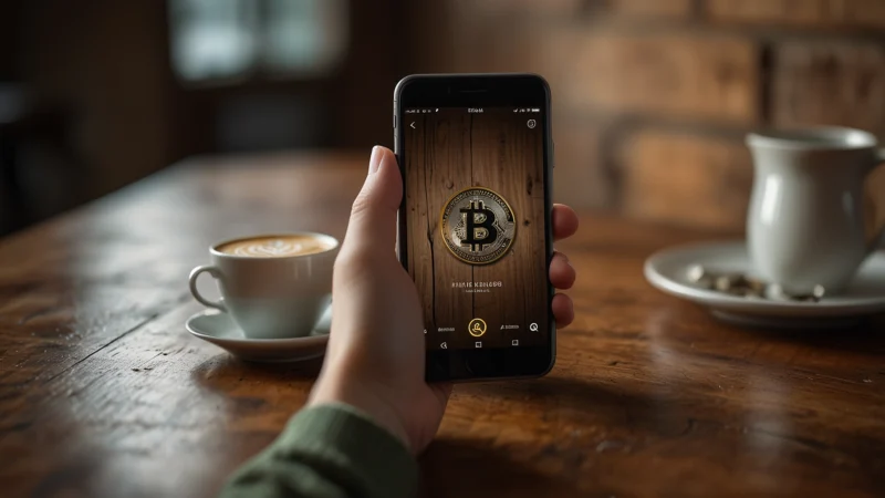 Криптовалютные токены в программе лояльности на фоне кофе и смартфона