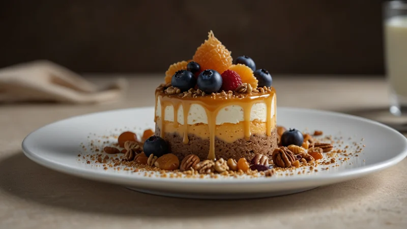 Фрактальная структура вкуса: симметрия текстур на тарелке, десерт с хрустящим коржом, воздушным муссом и…