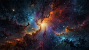 Крупномасштабная структура вселенной, напоминающая фрактальную сеть из галактик и пустот