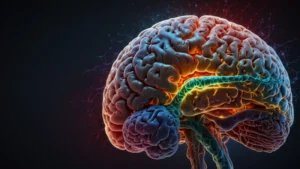 Визуализация мозговых волн и звуковых частот, резонирующих с фобиями, научная иллюстрация