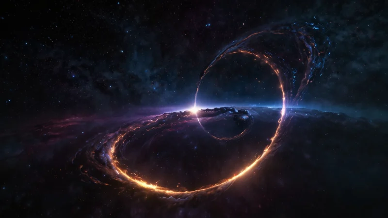Realistic visualization of a relativistic jet from a supermassive black hole in deep space