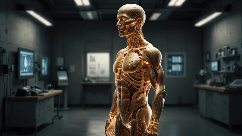 3D-скан тела человека с наложенной сеткой Золотого сечения, демонстрирующий идеальные пропорции