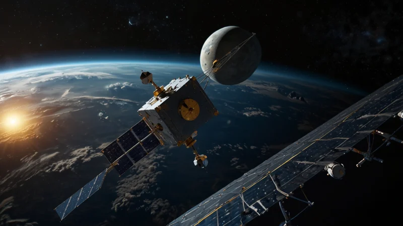 Схема траектории малого спутника CubeSat вокруг Земли и Луны с выделением энергетических зон