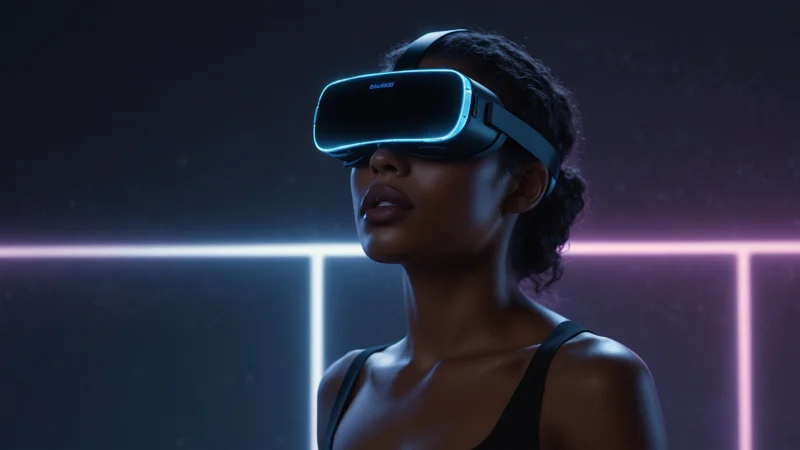 Человек в VR-шлеме и ЭЭГ-гарнитуре управляет виртуальным кубом силой мысли