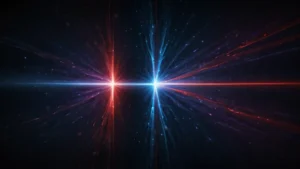 Два магнита разными полюсами притягиваются в абстрактном пространстве, символизируя полярность и союз
