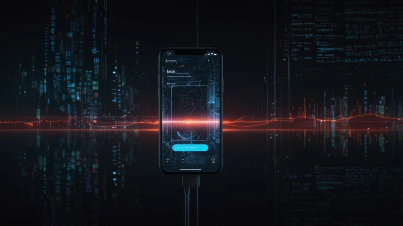 Концептуальная иллюстрация сбора пользовательских данных: смартфон, окруженный невидимыми цифровыми щупальцами…