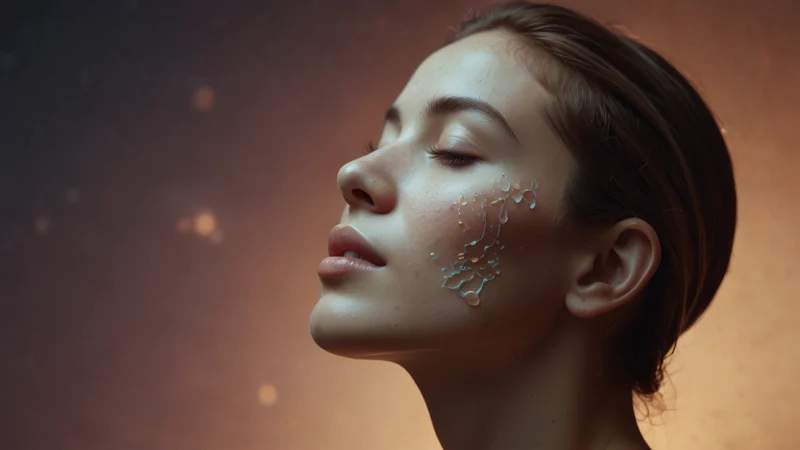Человек выполняет дыхательное упражнение гипервоздушной гимнастики, визуализация молекул кислорода и клеточного…