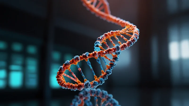Молекулярная модель CRISPR-Cas9 редактирует спираль ДНК в лаборатории