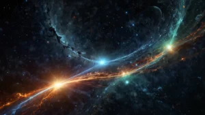 Космическое пространство с энергетическими волнами и структурой эфирной матрицы