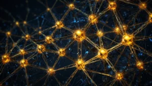 Абстрактная визуализация фрактальных паттернов, символизирующих хаотические процессы в социальных системах и структуру…