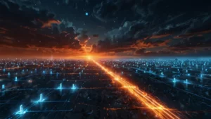 Абстрактная цифровая сеть, символизирующая хранение человеческих эмоций в облачных технологиях