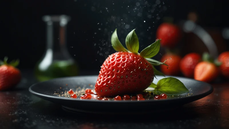 Молекулярная структура вкуса и свежие ингредиенты в минималистичной подаче