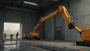 Роботизированная стройплощадка с дроном и 3D-принтером, печатающим бетонную стену