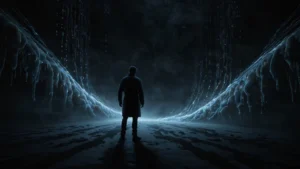 Тёмная прана как энергетический паралич: фигура человека, застывшего в ступоре под воздействием искаженного…