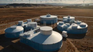 Промышленная установка прямого улавливания CO₂ из атмосферного воздуха с вентиляторами и сорбционными модулями