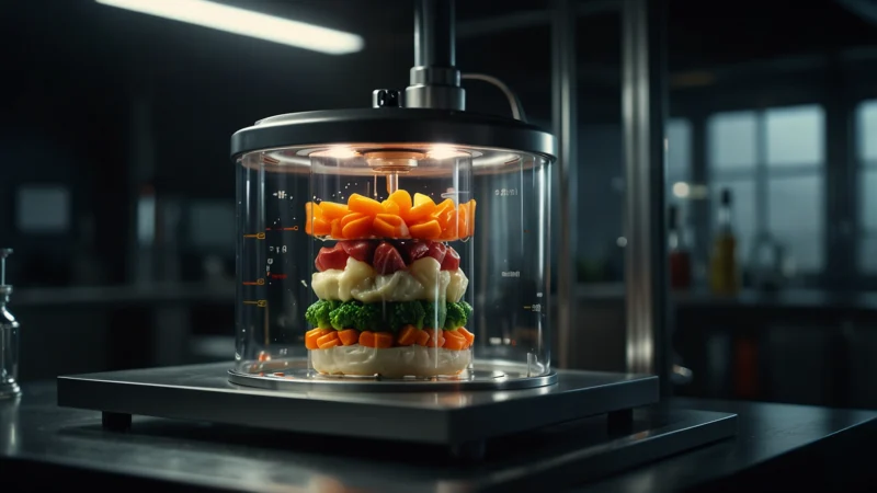 Продукт в камере с отрицательным давлением во время вакуумной готовки